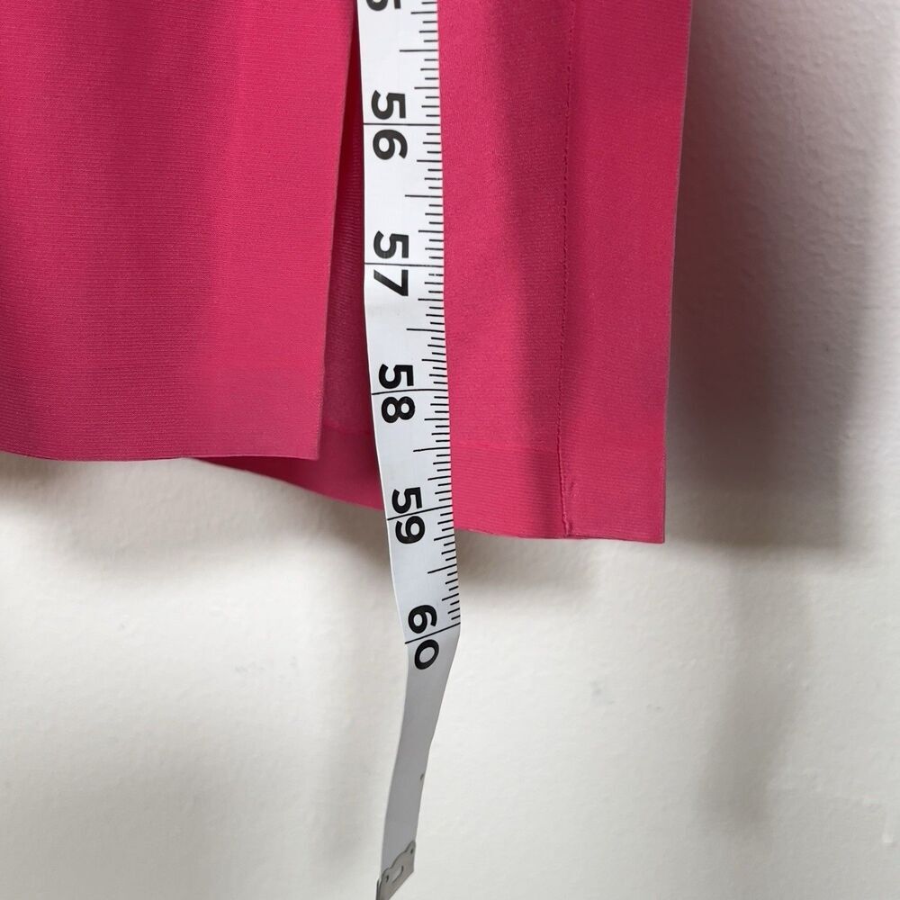 Norma Kamali Halter Turtleneck Side Slit Gown Maxi Dress Sz L Rose Pink Stretch - Picture 13 of 14